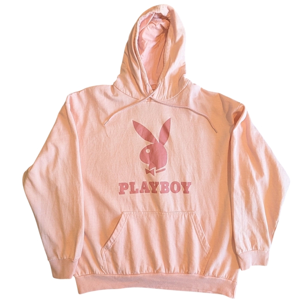 Playboy Blush Pink Logo Hoodie Sweatshirt | Size XL